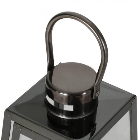 طقم فانوس زجاج اطار معدن اسود هرمي مربع 3 قطع AF049-2B 