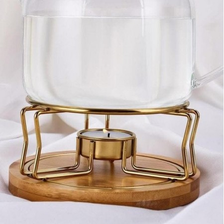 ستاند ابريق ذهبي قاعدة خشب ستاند ابريق ذهبي قاعدة خشب