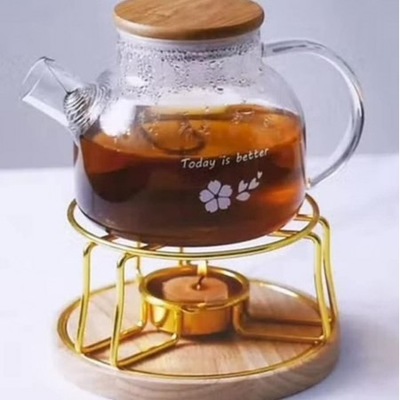 ستاند ابريق ذهبي قاعدة خشب ستاند ابريق ذهبي قاعدة خشب