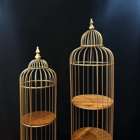 طقم قفص زواية 2 قطعة ذهبي مع وجه خشب 3 دور طقم قفص زواية 2 قطعة ذهبي مع وجه خشب 3 دور
