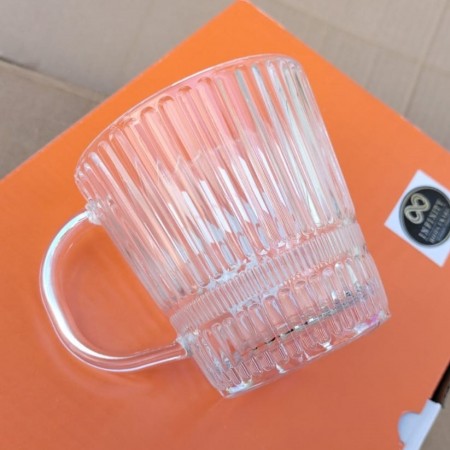 طقم كاسات شاي / نسكافيه ماغ ٦ قطع محزز قاعدة مدور