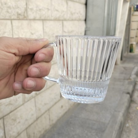 طقم كاسات شاي / نسكافيه ماغ ٦ قطع محزز قاعدة مدور