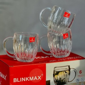 طقم ماج زجاج / كاسة شاي نسكافيه 6 قطع شفاف محزز مع يد مدور BLINKMAX KTBZ138 طقم ماج زجاج / كاسة شاي نسكافيه 6 قطع شفاف محزز مع يد مدور BLINKMAX KTBZ138