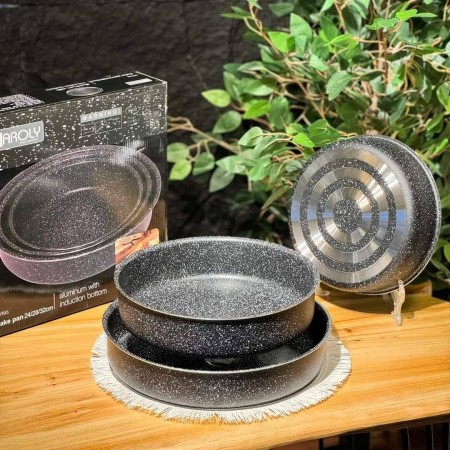 طقم صواني جرانيت ابيض / اسود حيف عالي مقاس 28-32-36/A6104