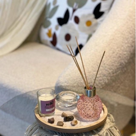 طقم مبخرة مع شمع هدية معطر عيدان + 3شمع + كاستين