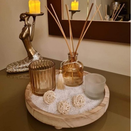طقم مبخرة مع شمع هدية معطر عيدان + 3شمع + كاستين
