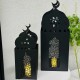 طقم فوانيس رمضان معدن مع حمالة قطعتين لون اسود - ذهبي