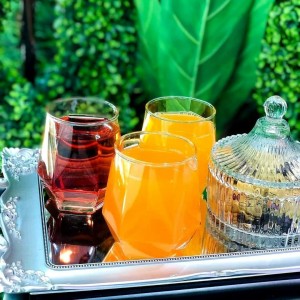 طقم كاسات عصير مضلع مكور من الاسفل معينات 6 قطع زجاج مصري IZMIR JUICE TUMBLER