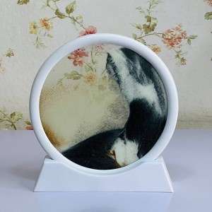 تحفة رملية متحرك ترند اكريليك شكل مدور مع قاعدة 18 سم تحفة رملية متحرك ترند اكريليك شكل مدور مع قاعدة 18 سم