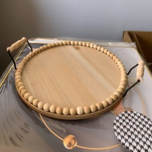صينية خشب مدور مع حمالات معدن اسود واطار كرات صغيرة لولو 35 سم صينية خشب مدور مع حمالات معدن اسود واطار كرات صغيرة لولو 35 سم