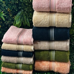 منشفة بامبو تركي قطن ثقيل 100 × 150 سم منشفة سادة محزز الوان على الطرف عتبة منشفة بامبو تركي قطن ثقيل 100 × 150 سم منشفة سادة محزز الوان على الطرف عتبة