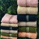 منشفة بامبو تركي قطن ثقيل 100 × 150 سم منشفة سادة محزز الوان على الطرف عتبة