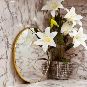 مراه مدور 30 × 30 سم مع حيف ذهبي اكريليك تعليق خيط