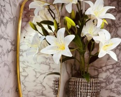 مراه بيضاوي 30 × 45 سم مع حيف ذهبي اكريليك تعليق خيط