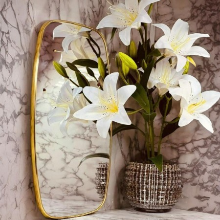 مراه بيضاوي 30 × 45 سم مع حيف ذهبي اكريليك تعليق خيط