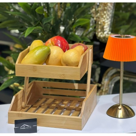 ستاند / سلة تقديم فواكه خشب بامبو 2 رف مقاس 27 × 27 ارتفاع 23 سم ستاند / سلة تقديم فواكه خشب بامبو 2 رف مقاس 27 × 27 ارتفاع 23 سم