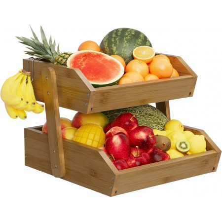ستاند / سلة تقديم فواكه خشب بامبو 2 رف مقاس 27 × 27 ارتفاع 23 سم ستاند / سلة تقديم فواكه خشب بامبو 2 رف مقاس 27 × 27 ارتفاع 23 سم