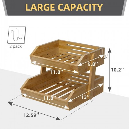 ستاند / سلة تقديم فواكه خشب بامبو 2 رف مقاس 27 × 27 ارتفاع 23 سم ستاند / سلة تقديم فواكه خشب بامبو 2 رف مقاس 27 × 27 ارتفاع 23 سم