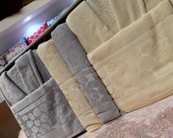 طقم برنص / روب حمام 6 قطع قطن مصري ثقيل مور 