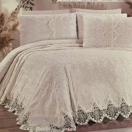  شرشف عرايسي 4 قطع دانتيل Joelle علبة خشبية مخمل