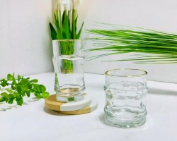 طقم كاسات شاي بطن منفوخ مع يد وحيف ذهبي 12 قطعة