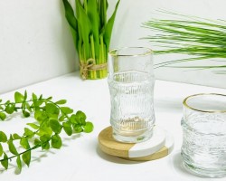 طقم كاسات عصير وسط مع بطن منفوخ دبل بينهما مثلج حز ذهبي 12 قطعة طقم كاسات عصير وسط مع بطن منفوخ دبل بينهما مثلج حز ذهبي 12 قطعة