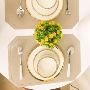 طقم صحون ابيض حز / حيف ذهبي 24 قطعة طقم صحون ابيض حز / حيف ذهبي 24 قطعة