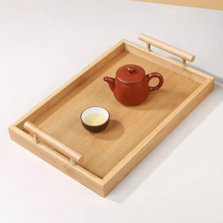 طقم صواني ضيافة خشب بامبو مستطيل مع يد خشب 3 قطع