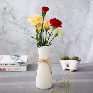 فازة بوهيمي ابيض مزهرية طويل مع حبل خيش