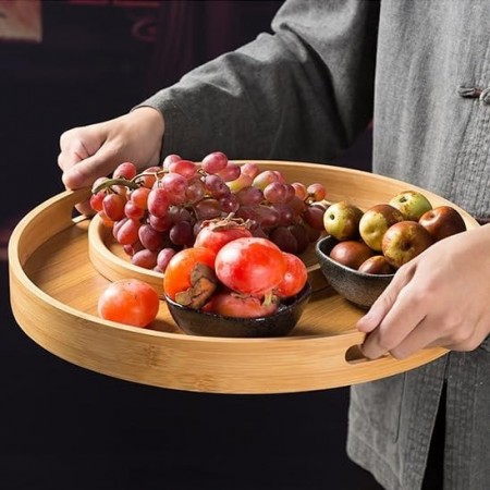 طقم صواني ضيافة - تقديم طعام خشب بامبو مدور حيف عالي 3 قطع طقم صواني ضيافة - تقديم طعام خشب بامبو مدور حيف عالي 3 قطع