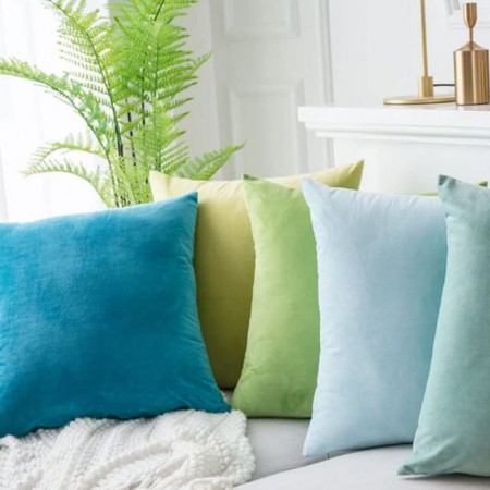 قرن مخمل سادة 45 × 45 لون اخضر فسفوري