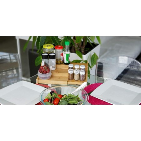 ستاند خشب بامبو 3 درجات صغير لتنظيم الاشياء والبهارات