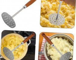 هراسة بطاطا / خضار معدن 9 سم ستانلس ثقيل عمود مع يد خشب هراسة بطاطا / خضار معدن 9 سم ستانلس ثقيل عمود مع يد خشب