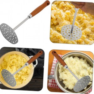 هراسة بطاطا / خضار معدن 9 سم ستانلس ثقيل عمود مع يد خشب هراسة بطاطا / خضار معدن 9 سم ستانلس ثقيل عمود مع يد خشب