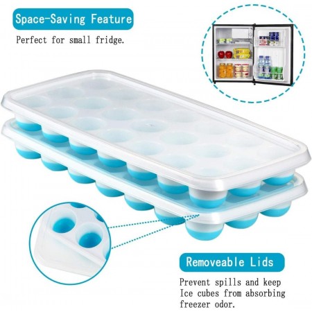 قالب ثلج 12 قطعة سيليكون مع غطاء بلاستيك 