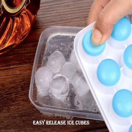 قالب ثلج 12 قطعة سيليكون مع غطاء بلاستيك 