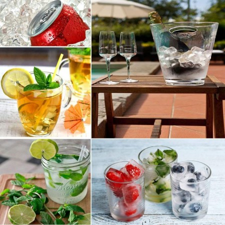 قالب ثلج 12 قطعة سيليكون مع غطاء بلاستيك 