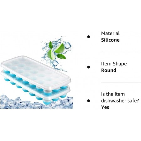 قالب ثلج 12 قطعة سيليكون مع غطاء بلاستيك 