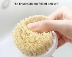 فرشاة مجلي / تنظيف راس دائري بلاستيك يد خشب بامبو