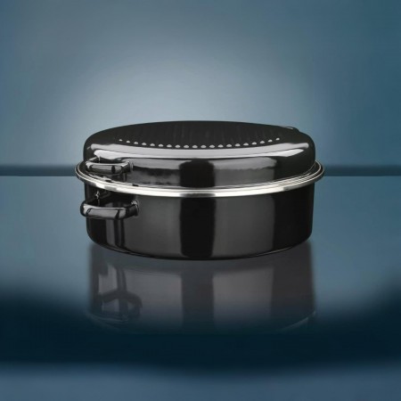 طنجرة - قدر زرب الدجاج مع غطاء - صينية روستر كبير ثقيل قطعتين 38 سم 6L 