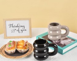 كاسة ماغ بورسلان اسود حلقات  AF74-15A