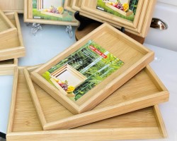 طقم صواني تقديم - تفضيل مستطيل خشب بامبو 3 قطع