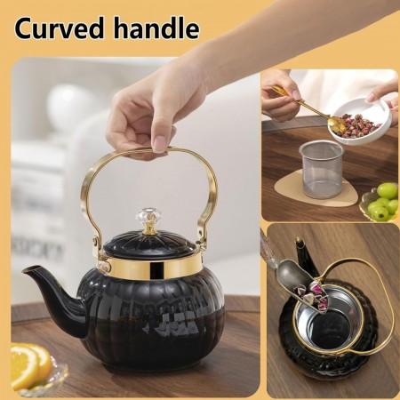 ابريق شاي ستانلس اسود محزز 1.2لتر KETTLE ابريق شاي ستانلس اسود محزز 1.2لتر KETTLE