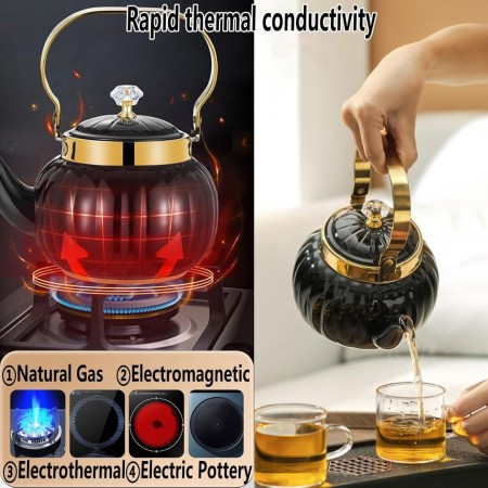 ابريق شاي ستانلس اسود محزز 1.2لتر KETTLE ابريق شاي ستانلس اسود محزز 1.2لتر KETTLE