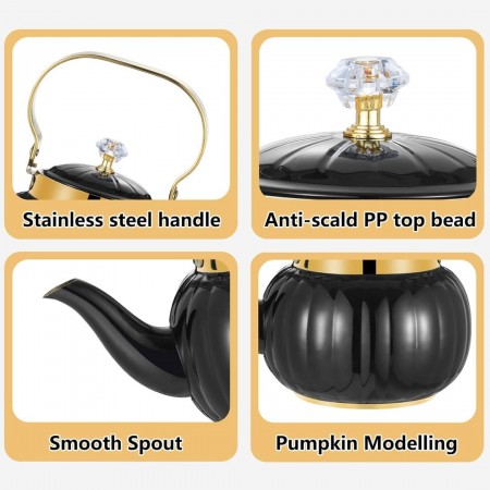 ابريق شاي ستانلس اسود محزز 1.2لتر KETTLE ابريق شاي ستانلس اسود محزز 1.2لتر KETTLE