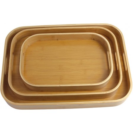 طقم صواني ضيافة - تقديم طعام خشب بامبو بيضاوي حيف عالي 3 قطع طقم صواني ضيافة - تقديم طعام خشب بامبو بيضاوي حيف عالي 3 قطع