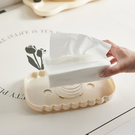 علبة بكيت محارم بلاستيك زنبرك ابيض لولو محزز ستايلش