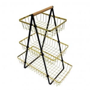 ستاند تفضيل - سلة فواكة معدن ذهبي ثلاثة طوابق مع اسود مقاس 40.5 * 20 * 49 سم ستاند تفضيل - سلة فواكة معدن ذهبي ثلاثة طوابق مع اسود مقاس 40.5 * 20 * 49 سم