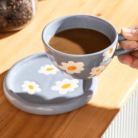 ماغ بورسلان ازرق مع صحن مرسم AF74-13