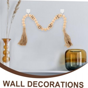 مسبحة ديكور خرز مكرميه 30 سم مع كلمة المنزل HOME - بيج مسبحة ديكور خرز مكرميه 30 سم مع كلمة المنزل HOME - بيج